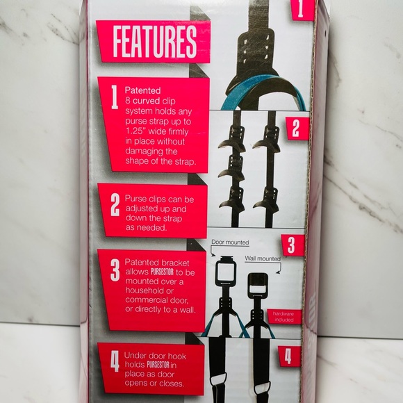 NEW ~ PurseStor~Purse Storage System by Richards Holds 8 Mount~Over Door Or Wall - Picture 2 of 3